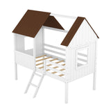 Low Loft Wooden House Bed With Two Side Windows