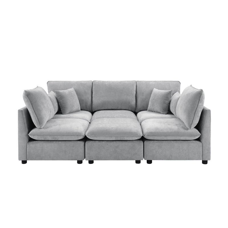 Modern Sectional Sofa U-Shaped With Movable Ottoman Storage Armrests And USB Ports