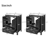 Bathroom Vanity With Integrated Undermount Ceramic Sink, 2 Doors And 1 Drawer, Soft Close Hinges