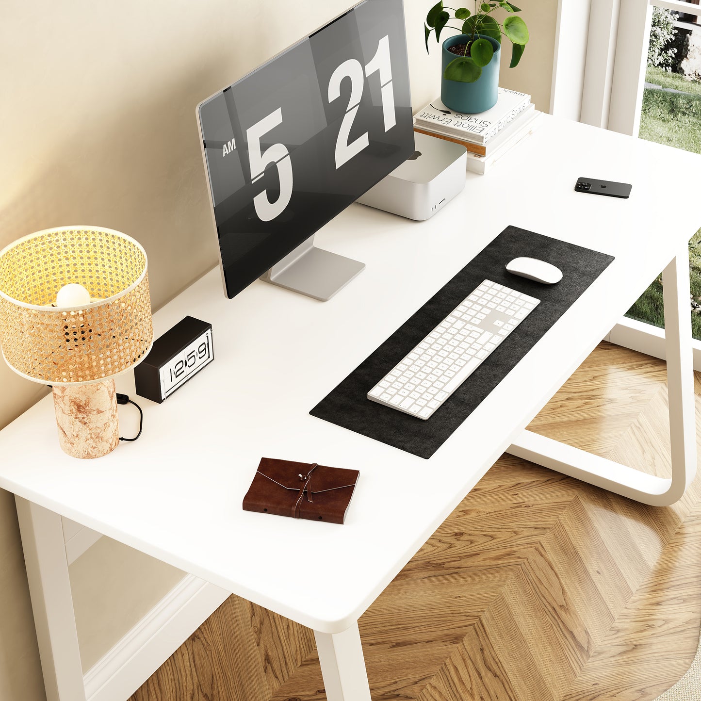 L39.3inch Computer Desk Modern Simple Style Desk for Home Office,  Small Writing Table Study Corner Work Desk for Bedroom