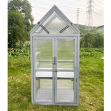 Mini Greenhouse Kit, Outdoor Small Green House, Wood, Plant Stand For Indoor Garden & Patio Balcony Apartments Porch Terrace Outsid Accessories, Uv-Resistant - Gray
