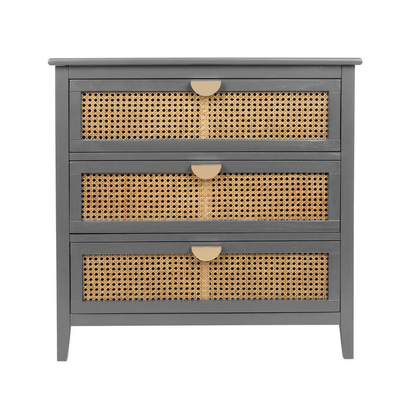 3 Drawer Cabinet, Natural Rattan, American Furniture