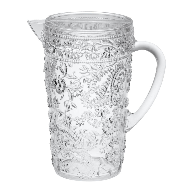 Paisley Unbreakable Plastic Water Pitcher With Lid And Spout