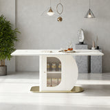 Dining Table For 4 - 6 People, Storage Shelf - White