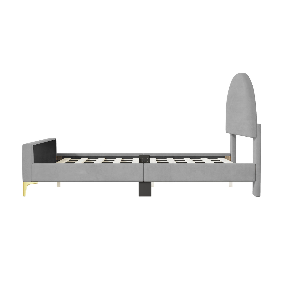 Upholstered Platform Bed With Classic Semi-Circle Shaped Headboard