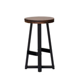 Rustic Distressed Round Dining Stool