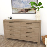 Contemporary 8 Drawer Dresser - Tan