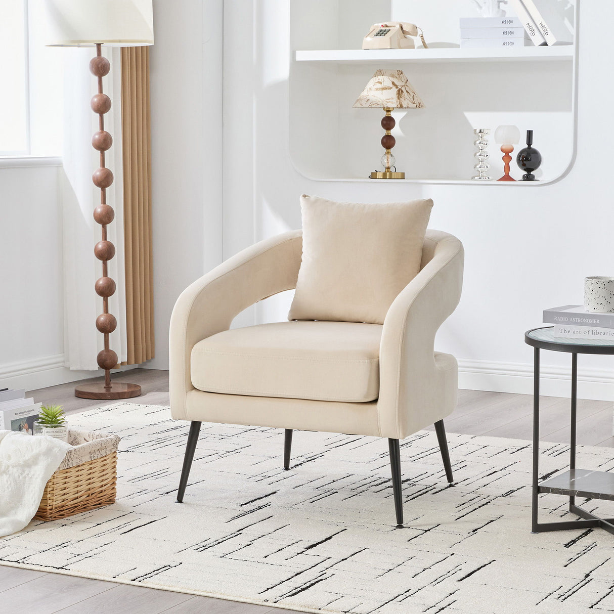 Open Back Accent Chair, Round Sofa Lounge Armchair