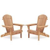 Lounge Patio Chair For Garden Outdoor Wooden Folding Adirondack Chair (Set of 2) Solid Cedar Wood Lounge Patio Chair For Garden