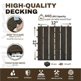 Acacia Hardwood Interlocking Deck Tiles, Striped Pattern