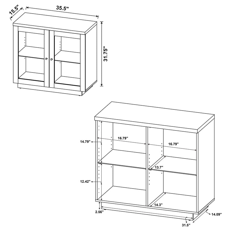 Metro - 2 Door Display Cabinet With Adjustable Shelves - Light Oak