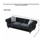 Chesterfield Velvet Upholstery Fabric Sofa With Roll Armrest & Nailhead, Mid Century Modern 3 And 3 Seater Couch