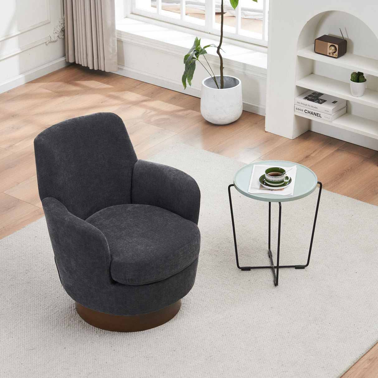 Swivel Accent Chairs Armchair With Stainless Steel Base