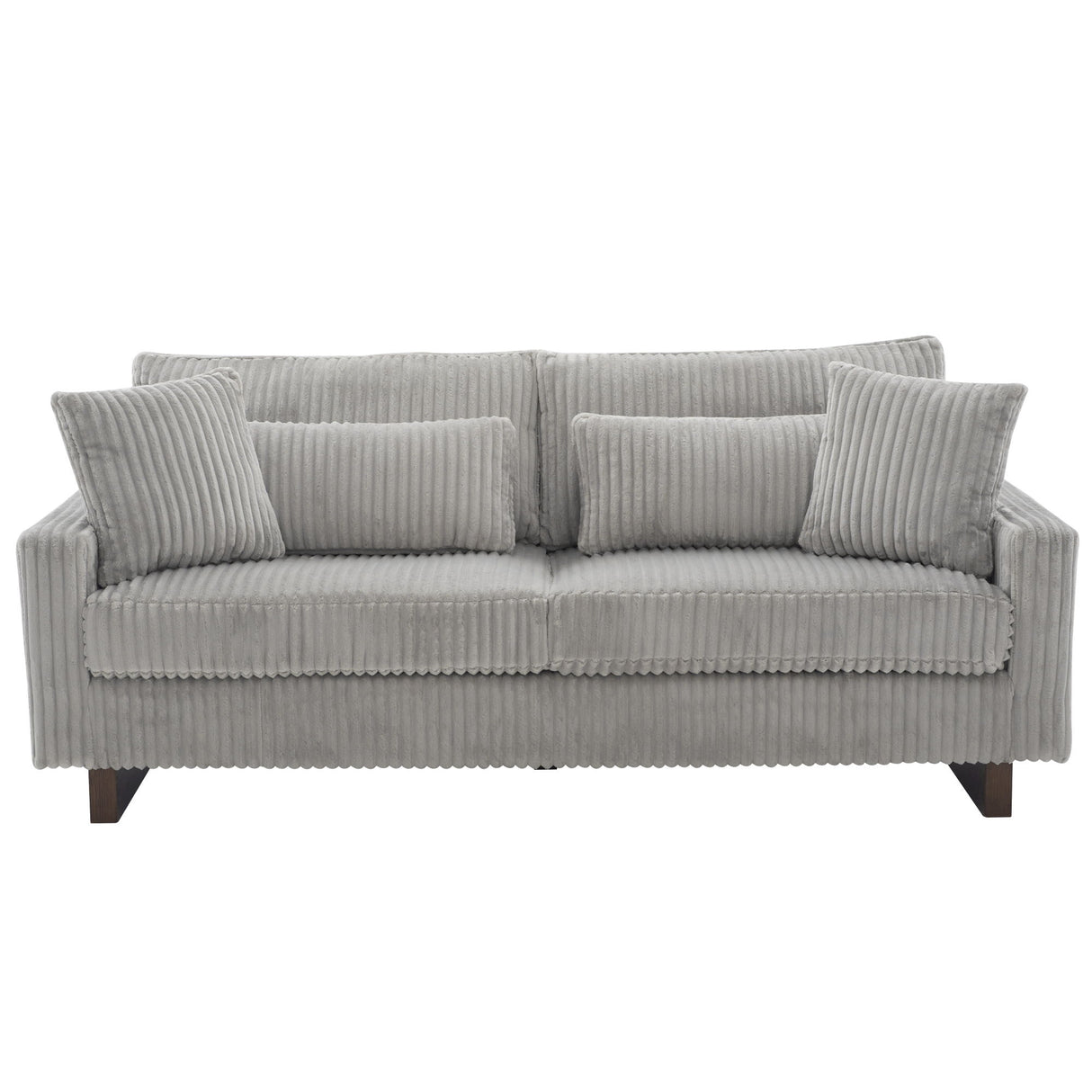 Modern Corduroy Loveseat Sofa With 4 Pillows