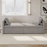 Modern Upholstered Chaise Lounger Daybed With Pillows Small Single Daybed, No Mattress Needed