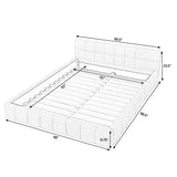 Modern Platform Bed Frame With Thick Chenille Fabric