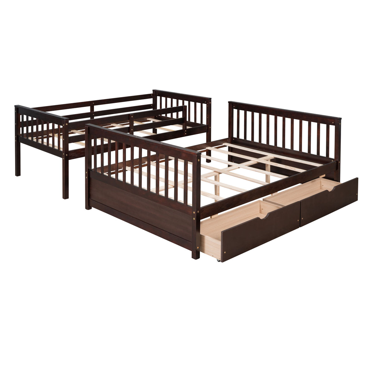 Twin Over Full Bunk Bed With Ladders And Two Storage Drawers - Espresso
