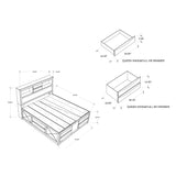 Lucille - 5 Piece Bedroom Set With Storage Drawers And Bookcase Headboard