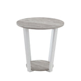 Elysian - Contemporary Round End Table With Shelf - Gray