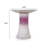 Birdbath For Patio, Garden - White / Pink