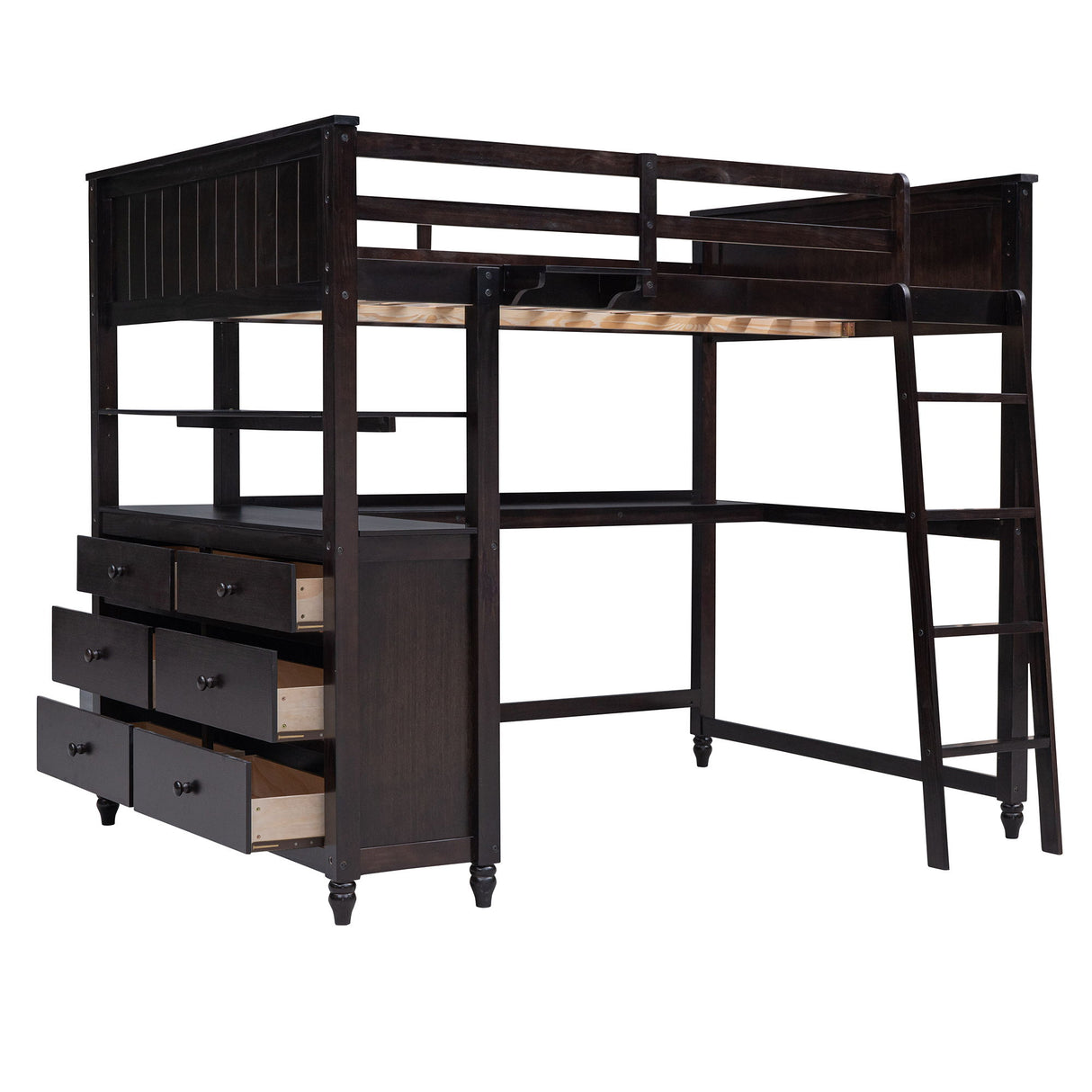 Loft Bed With Drawers With Desk And Shelves