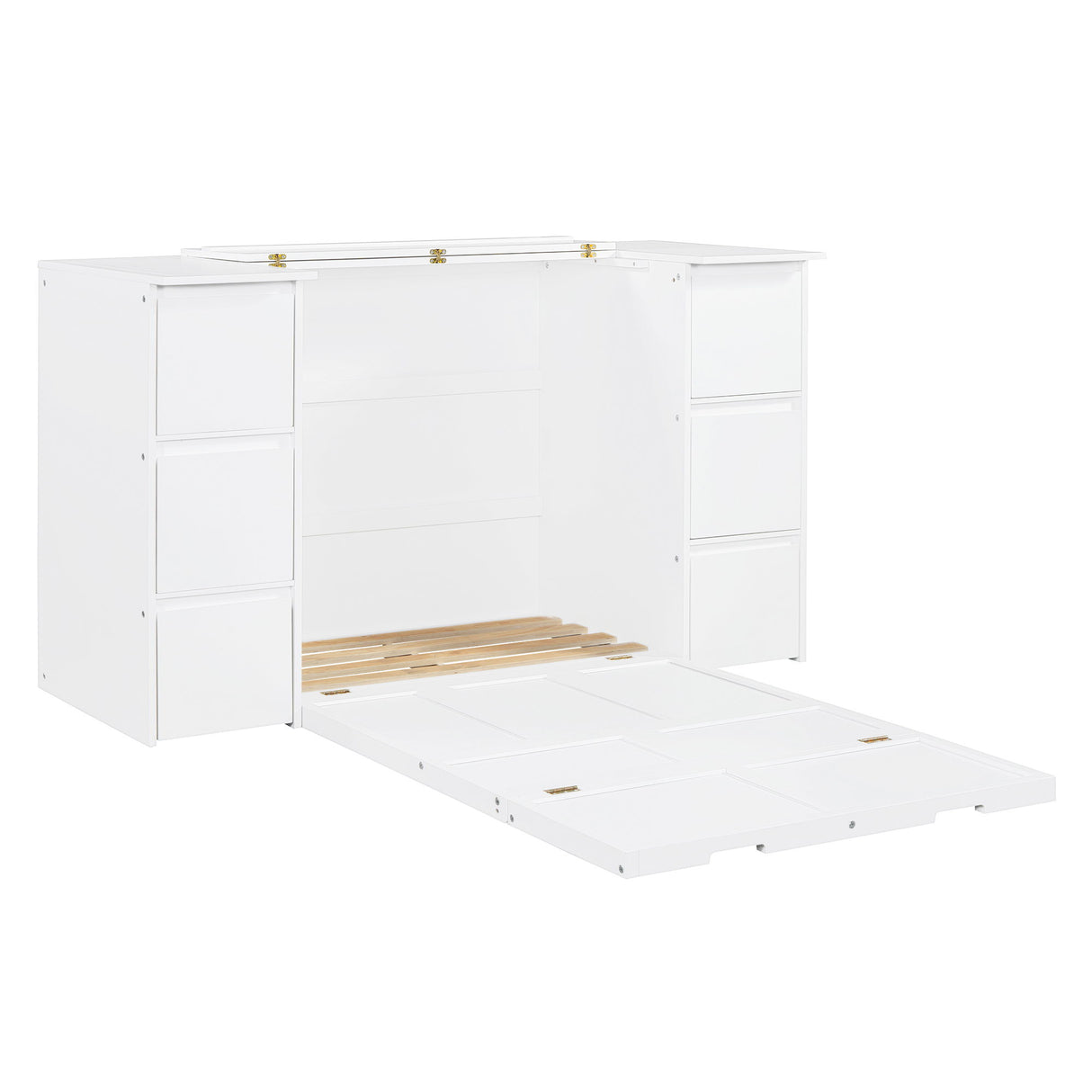 Murphy Bed With Drawers, Cabinets, And USB Ports