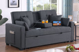 Cody II - Convertible Sleeper Loveseat With Cup Holder, Charging Ports and Pocket - Dark Gray