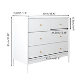 4 Drawer Kids Dresser With Antique Brass Pulls - White