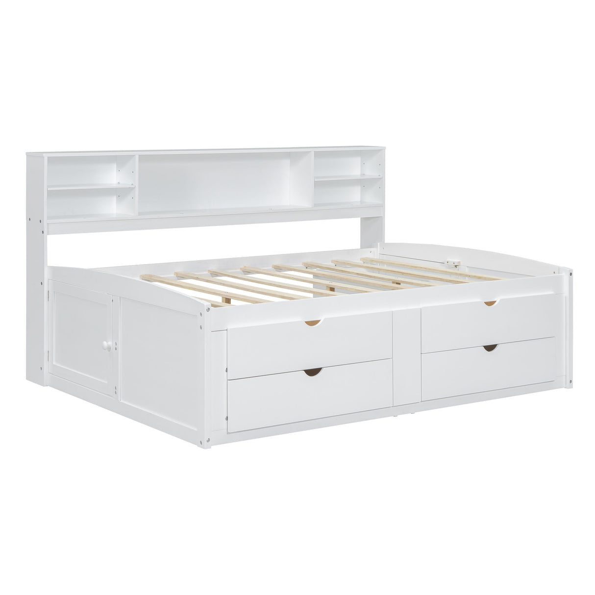 Daybed With 2 Bedside Cabinets, Upper Shelves And 4 Drawers