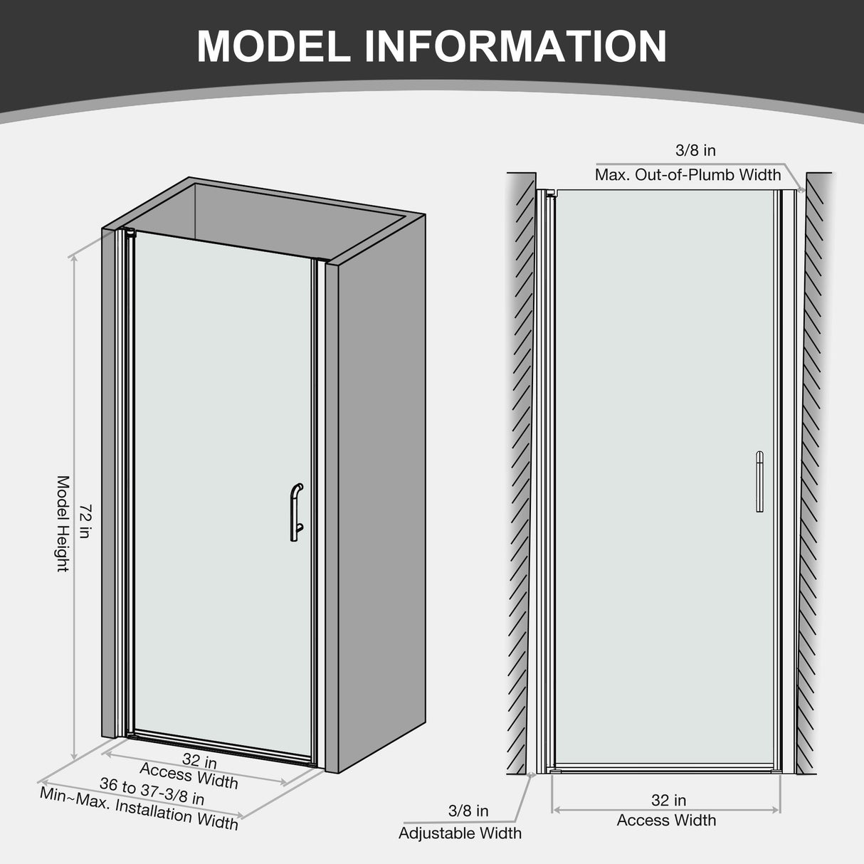 Bi-Fold Semi-Frameless Shower Doors In Matte With Clear Glass