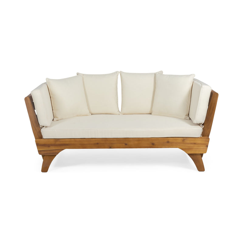 Outdoor Acacia Wood Expandable Daybed With Cushions