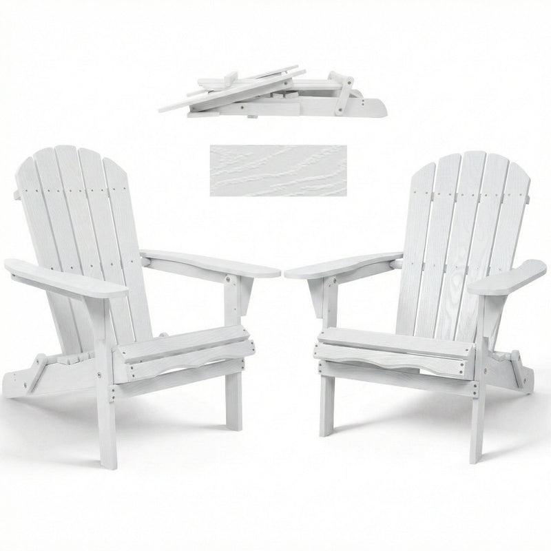 Folding Adirondack Lounge Chair With Embossed Grain Texture