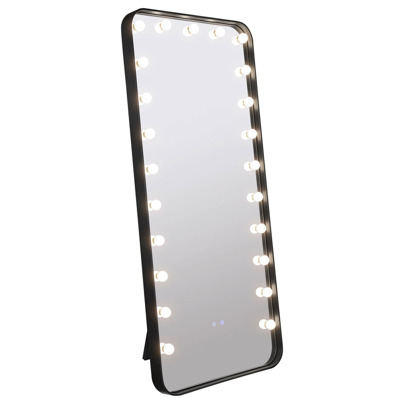 Villancourt - LED Standing Mirror With Speakers - Black