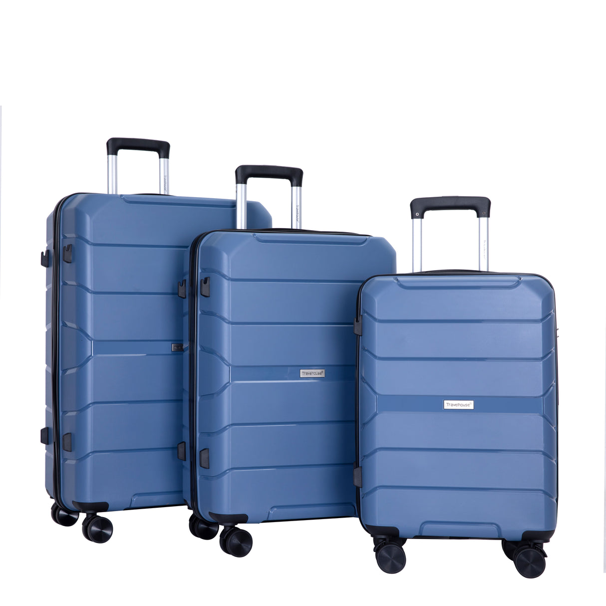 Hardshell Suitcase Spinner Wheels Pp Luggage Sets Lightweight Durable Suitcase With Tsa Lock, 3 Piece Set (20/24/28) - Blue