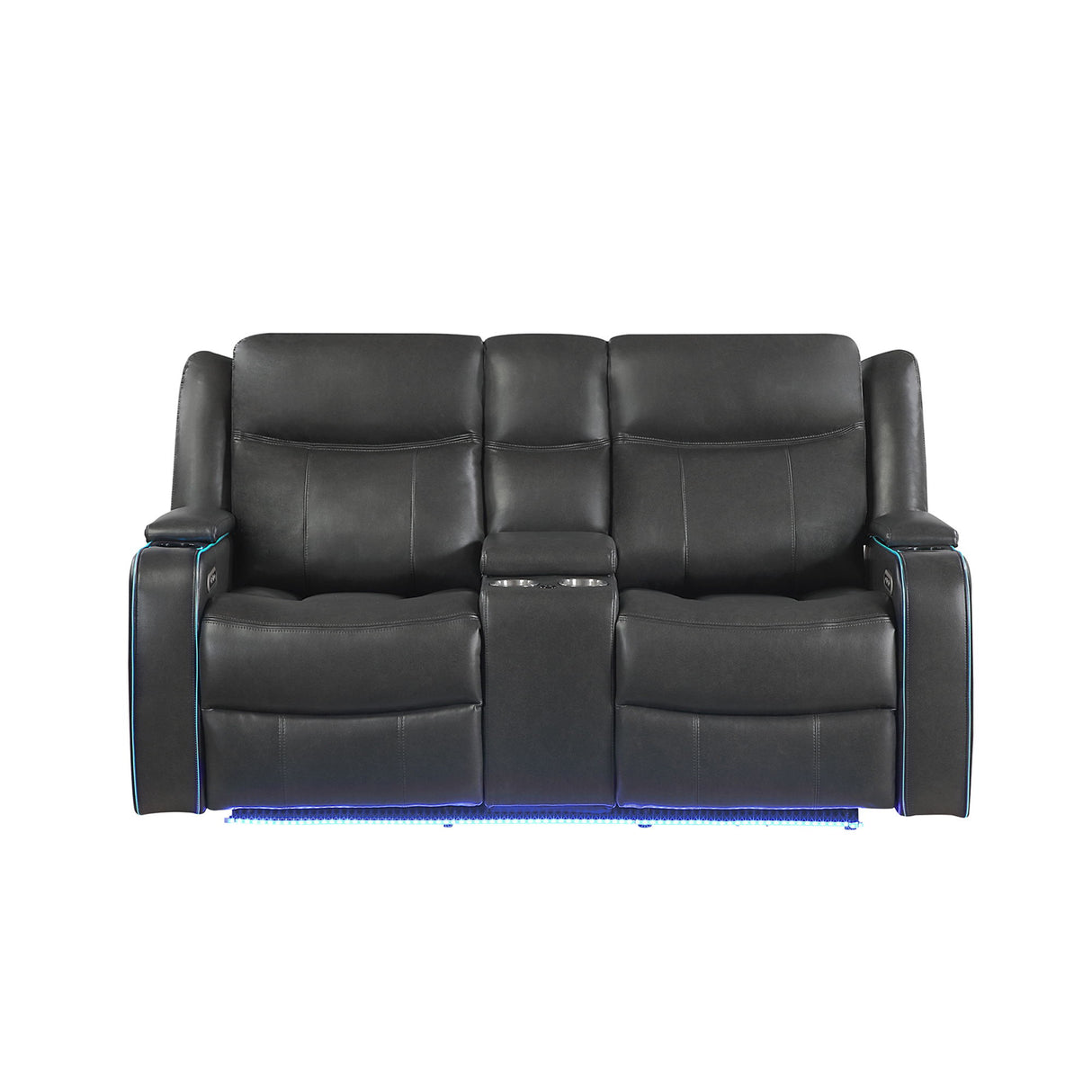 Blanca - Power Console Reclining Loveseat With LED Lights And Power Headrest Frame - Charcoal