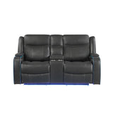 Blanca - Power Console Reclining Loveseat With LED Lights, Power Headrest And Speakers - Charcoal