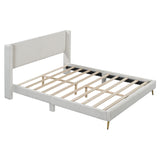 Platform Contemporary Bed With Legs And Upholstered Headboard