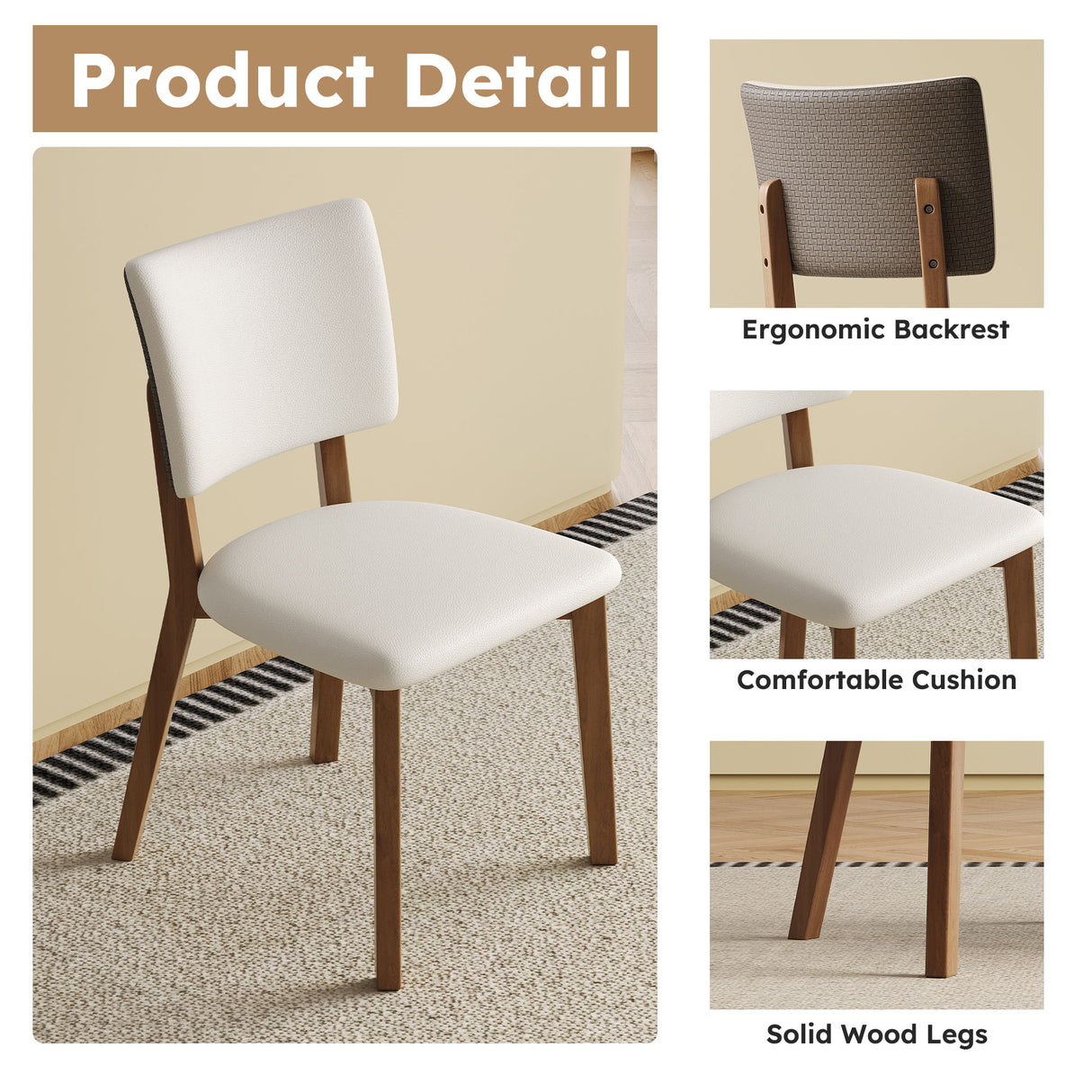 Dining Chair (Set of 2) - White / Deep Walnut