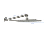 Luxury Rain Shower Head With Adjustable Arm, 10" Square, Stainless Steel - Brushed Nickel