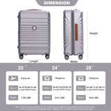 24" Luggage Lightweight Suitcase Tsa Lock USB Port Luggage Wheel