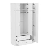 Modern 3 Door Mirror Wardrobe With 2 Drawers And Top Cabinet