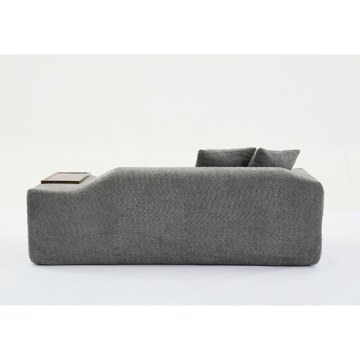 [NEW ARRIVED] [VIDEO PROVIDED]2 Piece Boucle Cloud Sofa Set, Upholstered Sofa Set, Modern 3 Seater and 2 Seater Sofa with MDF End Table for Living Room ,Apartment,3+2 couch,Boucle,Dark Gray