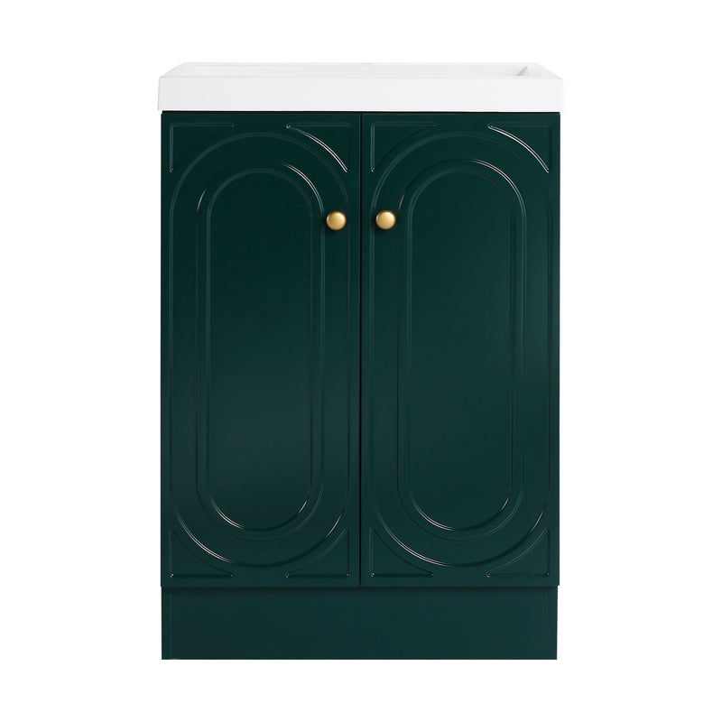 Contemporary Freestanding Bathroom Vanity With Resin Sink & Soft-Close Cabinet Doors