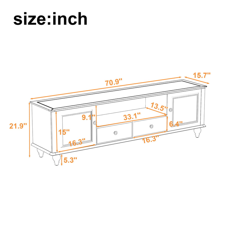 TV Stand For TVs Up To 80", Entertainment Center With Open Compartment