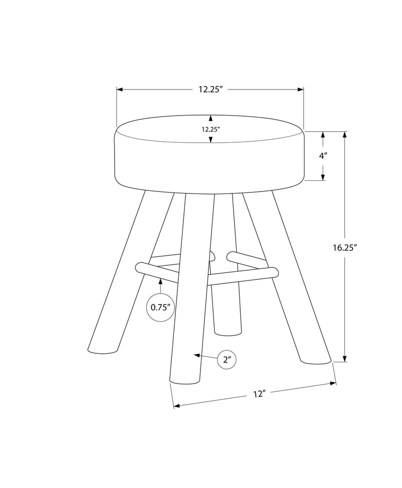 Ottoman, Pouf, Footrest, Foot Stool, Round, Natural Wood Legs, Contemporary, Modern