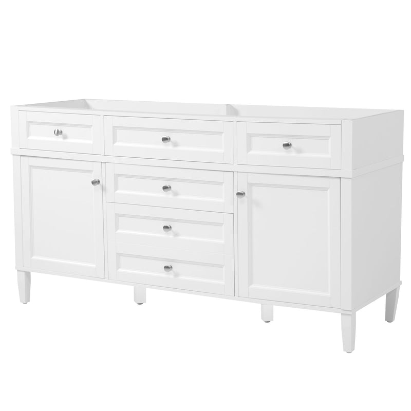 Bathroom Vanity Cabinet Only, 3 Drawers & 2 Doors, Adjustable Shelf, Soft Close Hinges - White