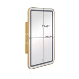 Rectangle Medicine Cabinet Mirror Bathroom Mirror With Storage Wall Mounted Medicine Mirror Cabinet With LED - Gold
