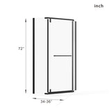Neo Angle - Frameless Shower Door With White Acrylic Shower Base Combo - Matte Black
