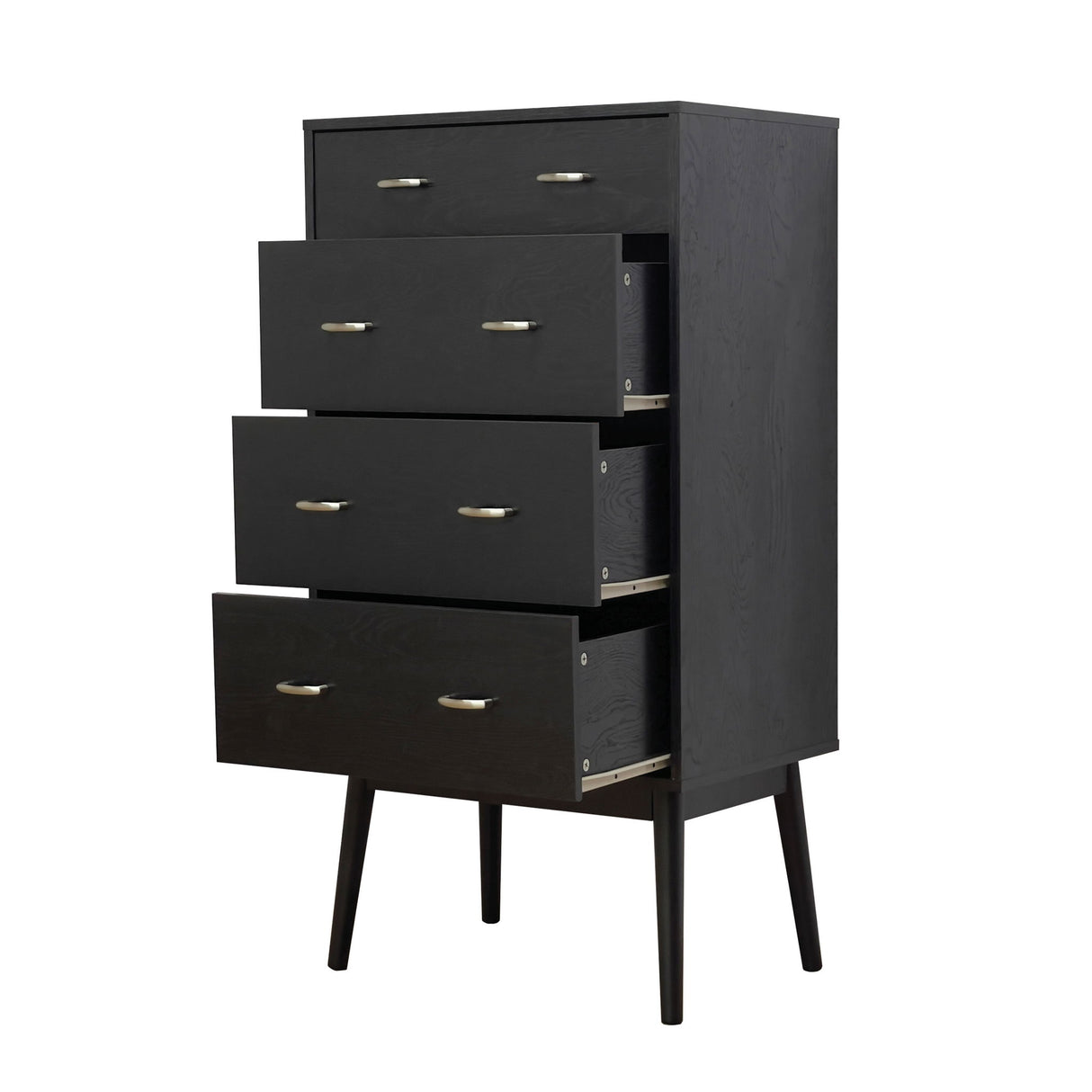 Wilbur - Faux Wood And Rubberwood 4 Drawer Dresser - Black