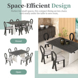 7 Piece Dining Table Set With Trestle Dining Table And 6 Upholstered Dining Chairs